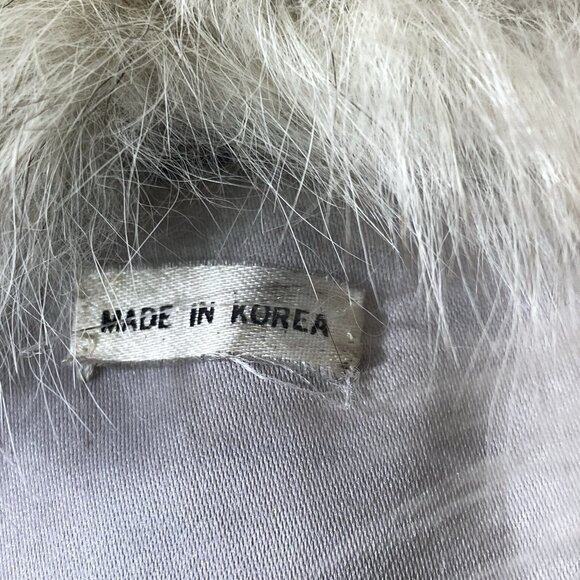 VTG Real Fur Coat Ivory Fox Racoon Look 100% Bemberg Lined Made in Korea Luxury - Picture 8 of 14